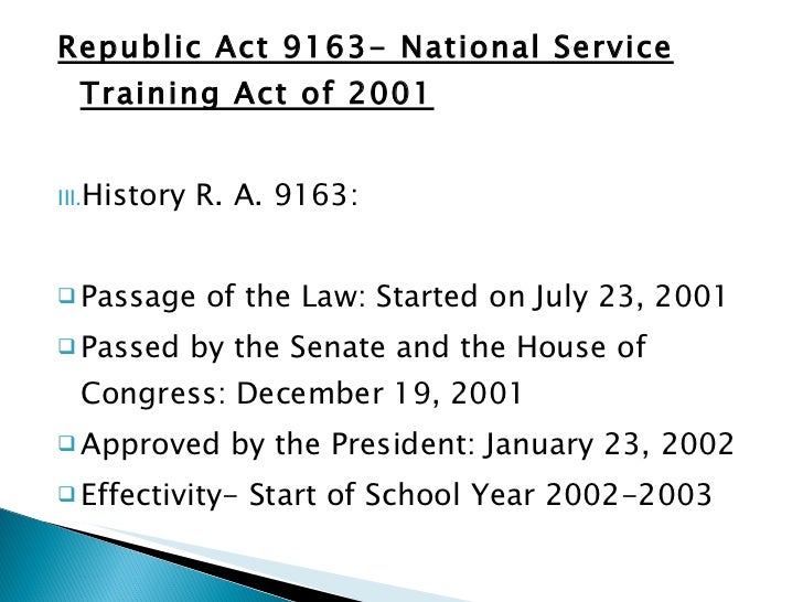A The National Service Training Program