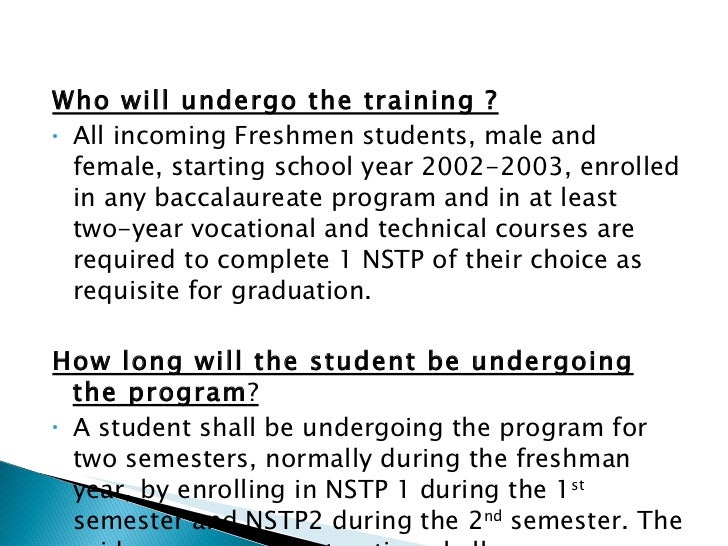 essay national service training program