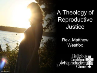 A Theology of
                    Reproductive
                       Justice

                     Rev. Matthew
                       Westfox




Flickr: mharvey75
 