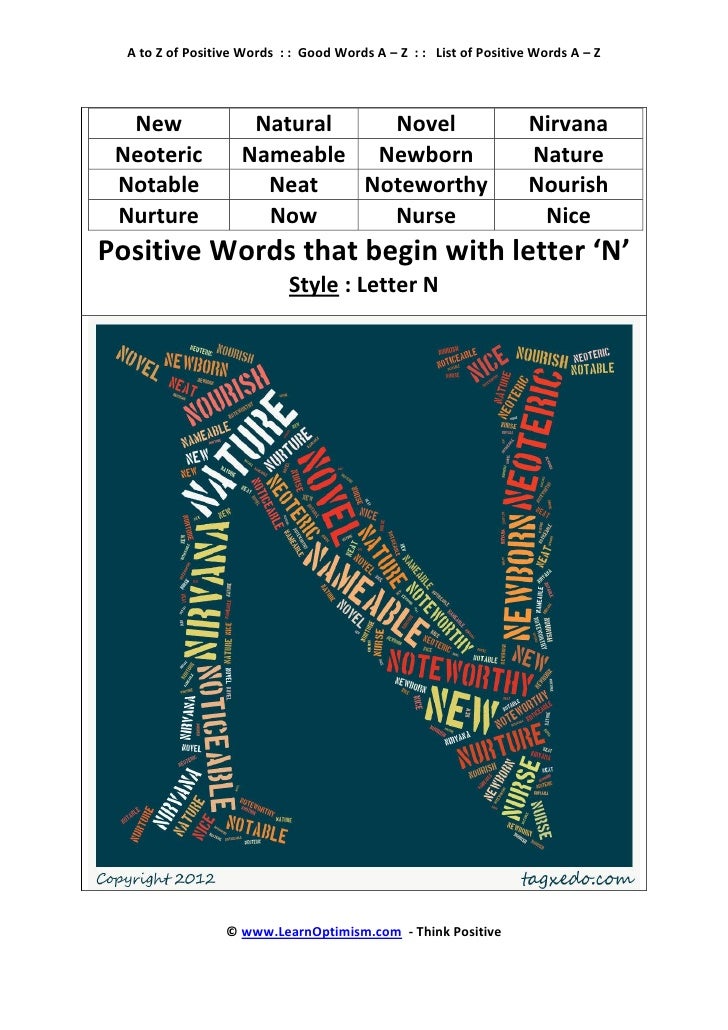 a to z of positive words ebook adjectives that begin with the letter n