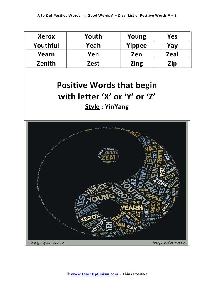 A to Z of Positive Words eBook