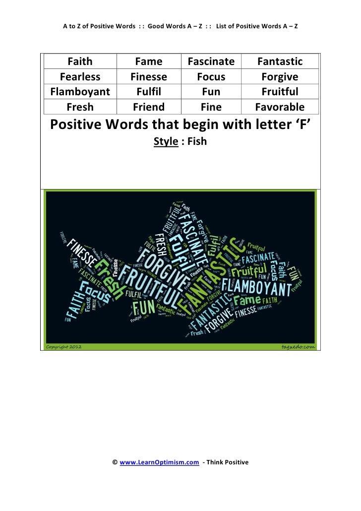 A To Z Of Positive Words Ebook