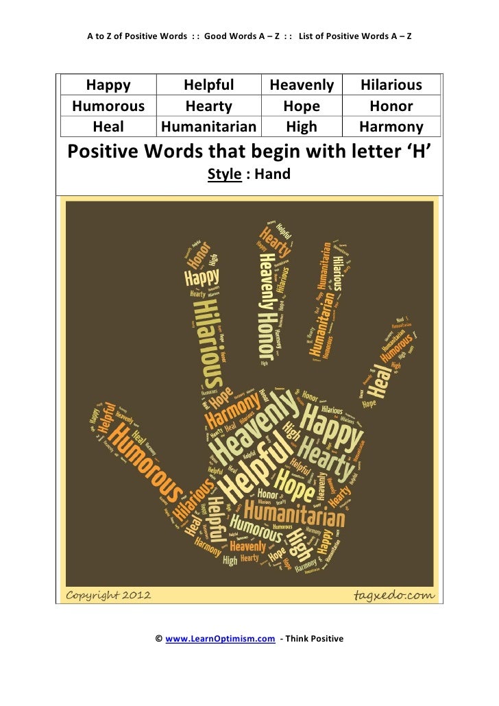 A to Z of Positive Words eBook