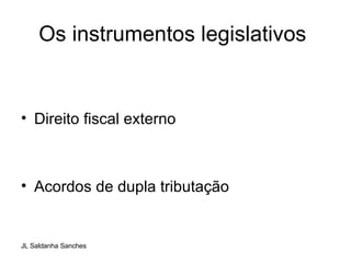 Os instrumentos legislativos  Direito fiscal externo Acordos de dupla tributação  