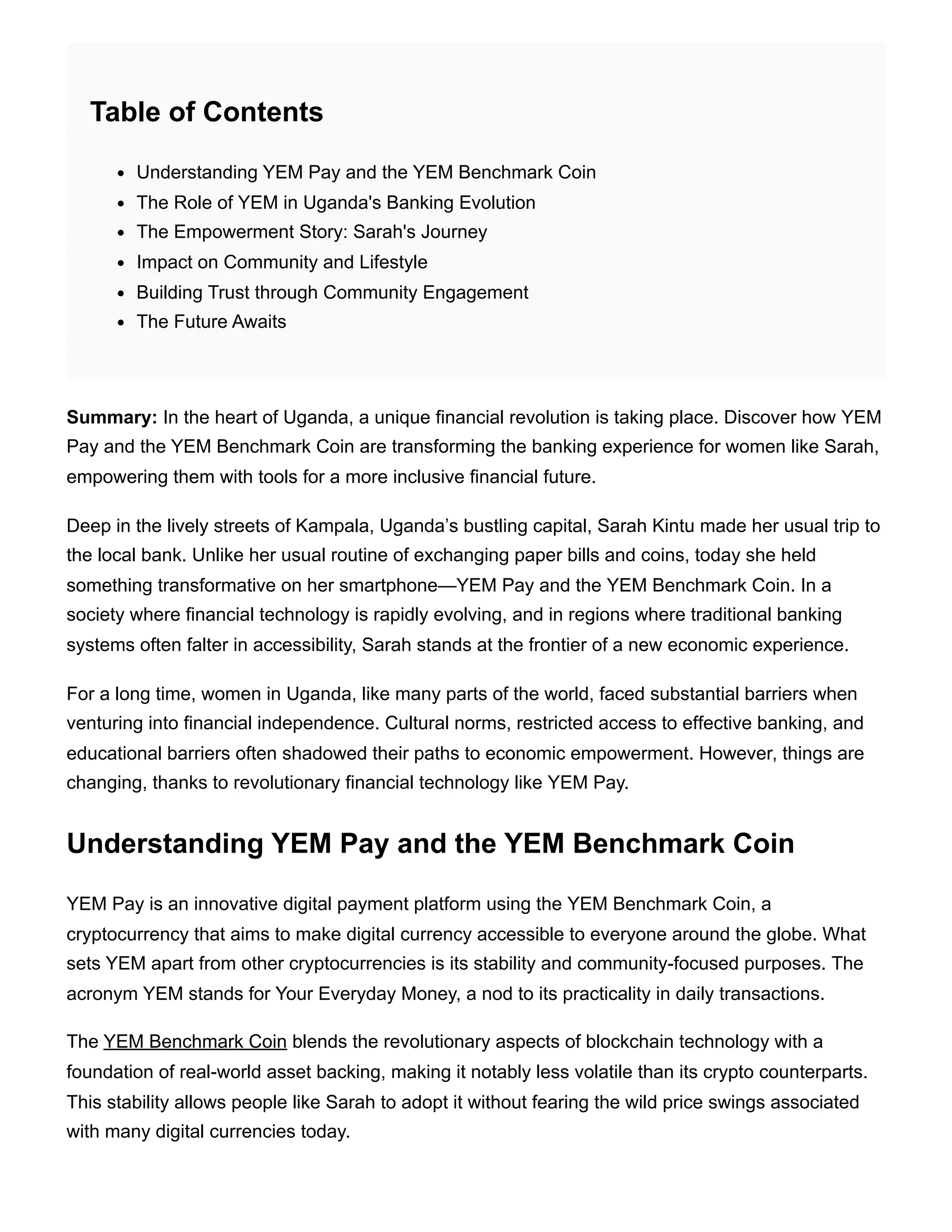 A Ugandan Woman in a Bank Paying With YEM Coin | PDF