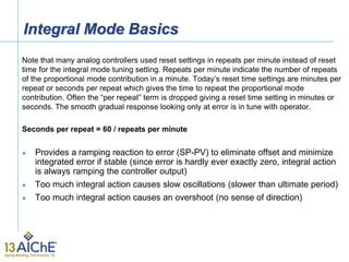 Integral Mode Basics
Note that many analog controllers used reset settings in repeats per minute instead of reset
time for...