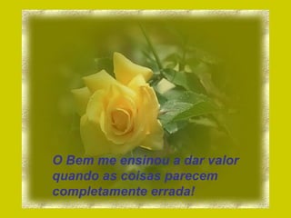 O Bem me ensinou a dar valor quando as coisas parecem completamente errada! 