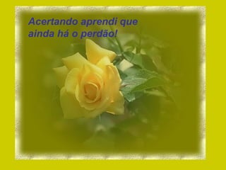 Acertando aprendi que ainda há o perdão! 