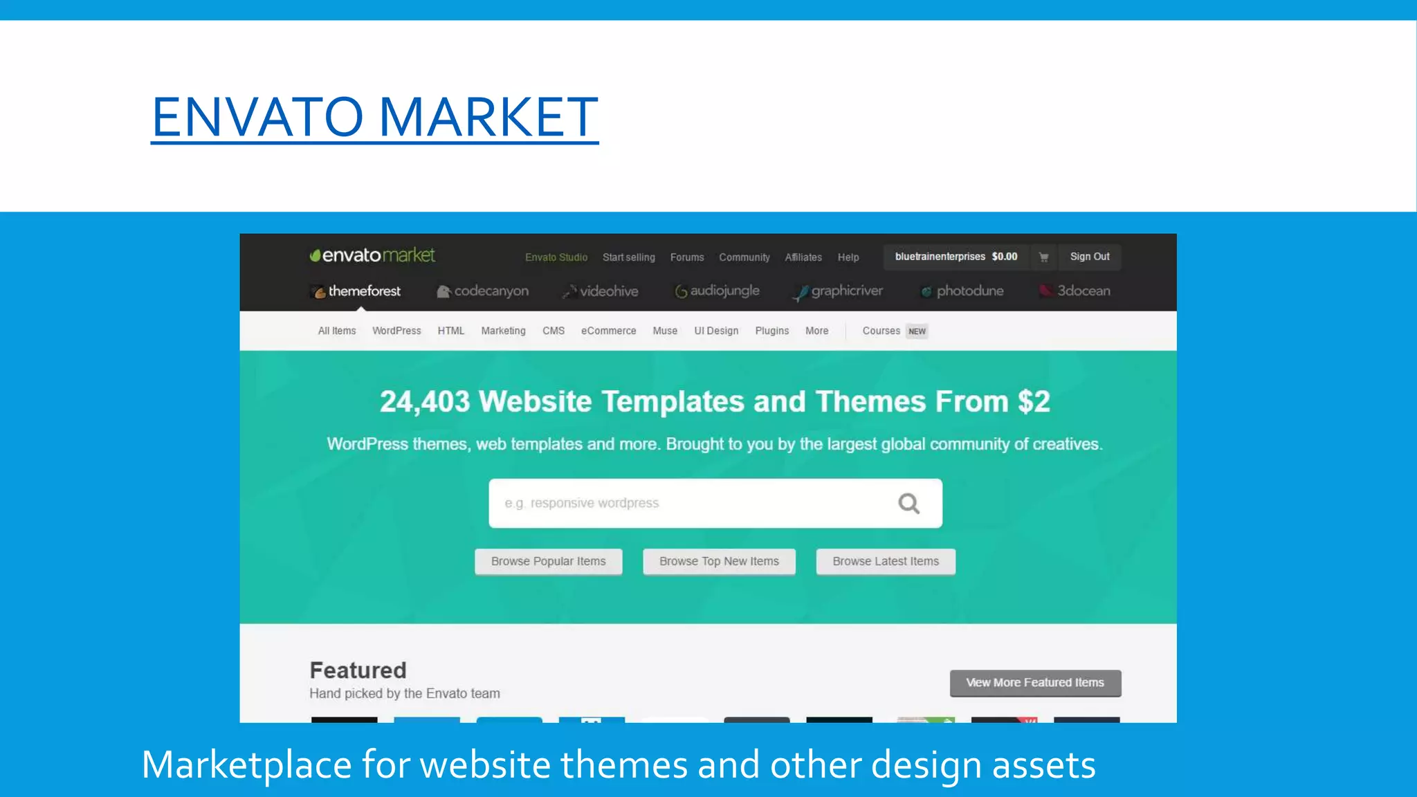 ENVATO MARKET
Marketplace for website themes and other design assets
 