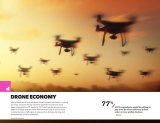 d
© sparks & honey 2016
DRONE ECONOMY
We’ve heard about how the great drone economic revolution is coming,
but many consum...