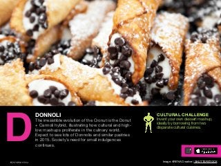 AGENCY OF RELEVANCE
DONNOLI
The irresistible evolution of the Cronut is the Donut
+ Cannoli hybrid, illustrating how cultu...