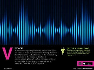 AGENCY OF RELEVANCE
VOICE
Communicating with your voice, voice waves as an
art form, or voice as a means of detecting dise...