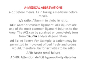 A -z medical abbrevations of anatomy | PPTX
