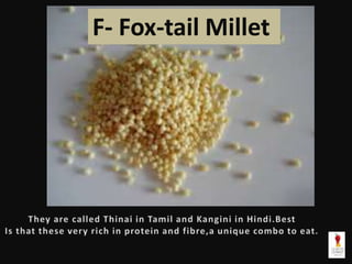 F- Fox-tail Millet
 