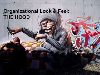 Organizational Look & Feel:
THE HOOD
        The Pride Land

                   QuickTime™ and a
                     decompressor
            are needed to see this picture.
                      Lion king               - COO
                      Hunters                 - Client Service
                      Cubs                    - Interns
                      Rangers                 - Traffic
                      Cats                    - Creative
                      The big cats            - Creative Heads
10/5/2012                                                42
 