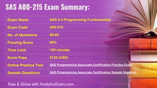 SAS A00-215 Certification Guide: Syllabus, Tips & Questions | PDF