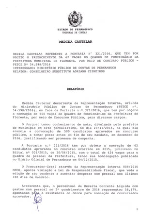 TCE determina suspensão de nomeações de concursados por Rorró Maniçoba em Floresta, PE