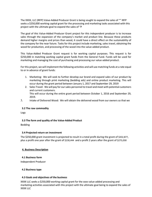 USDA Example Business Plan PDF USDA Example Business Plan PDF