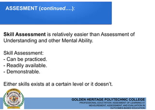 Measurement Assessment and Evaluation in Outcomes-based Education (02 ...