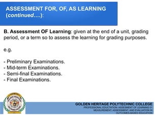 Measurement Assessment and Evaluation in Outcomes-based Education (02 ...