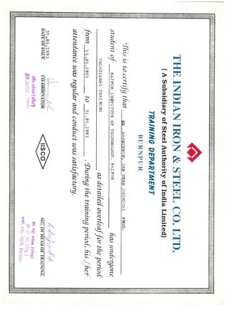 Training Certificate IISCO