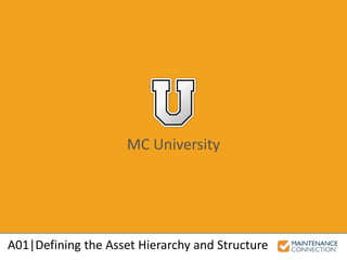 MC University
A01|Defining the Asset Hierarchy and Structure
 