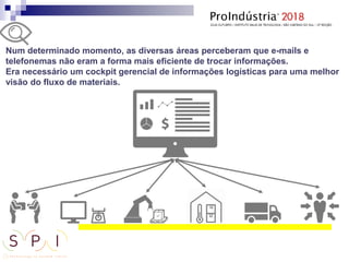 Num determinado momento, as diversas áreas perceberam que e-mails e
telefonemas não eram a forma mais eficiente de trocar informações.
Era necessário um cockpit gerencial de informações logísticas para uma melhor
visão do fluxo de materiais.
 
