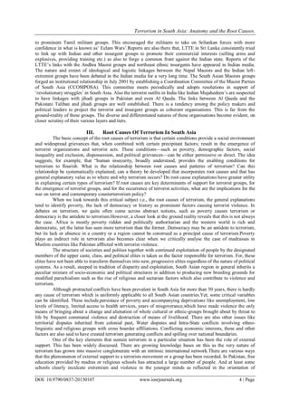 Terrorism in South Asia: Anatomy and the Root Causes | PDF