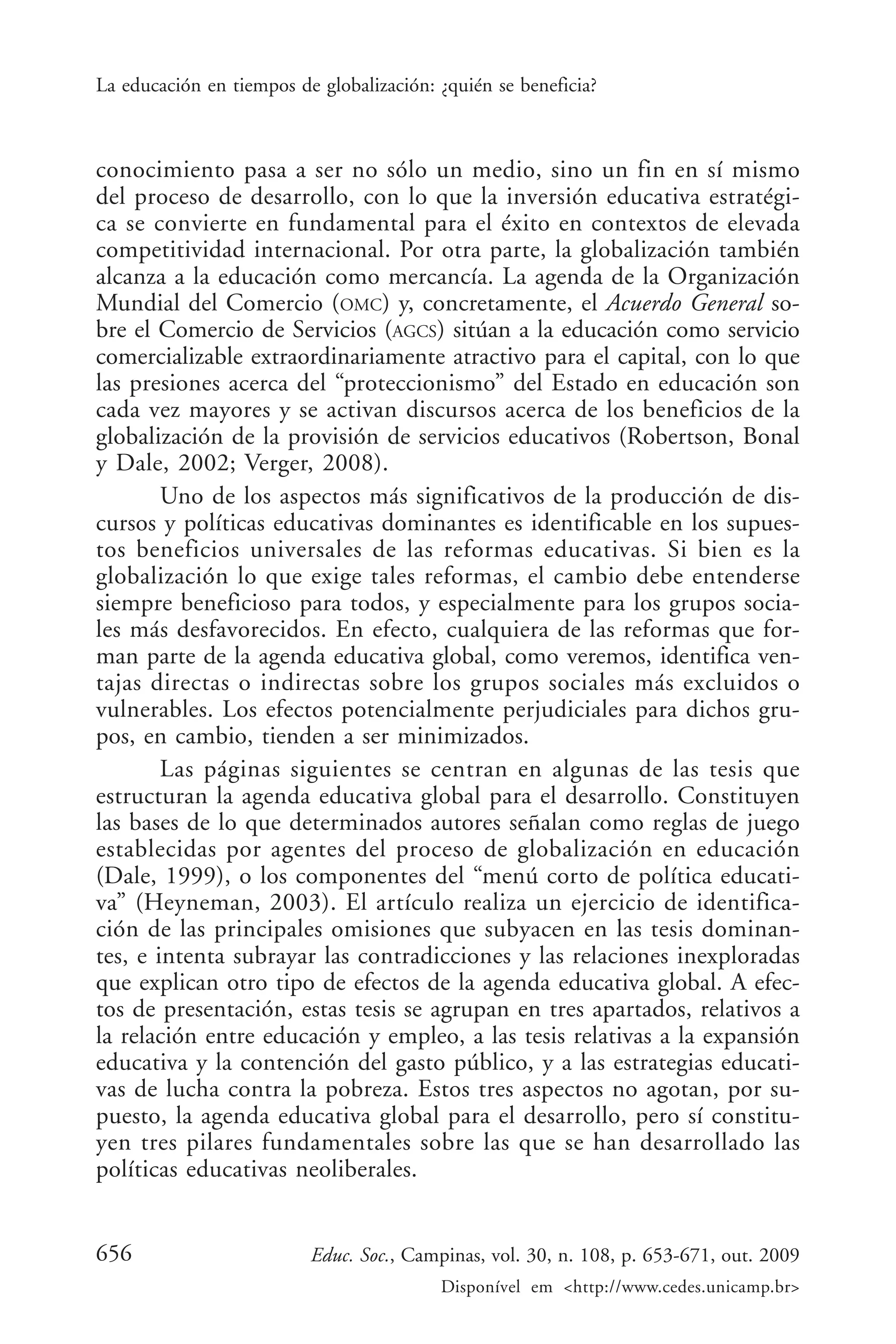 La educación en tiempos de la globalización | PDF
