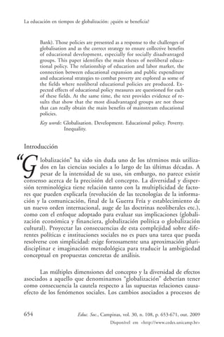 La educación en tiempos de la globalización | PDF
