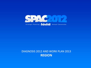 Presentation Planning Guide
DIAGNOSIS 2012 AND WORK PLAN 2013
REGION
 