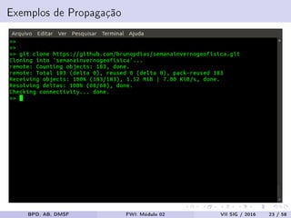 Exemplos de Propagação
BPD, AB, DMSF FWI: Módulo 02 VII SIG / 2016 23 / 58
 