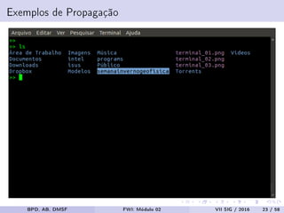 Exemplos de Propagação
BPD, AB, DMSF FWI: Módulo 02 VII SIG / 2016 23 / 58
 