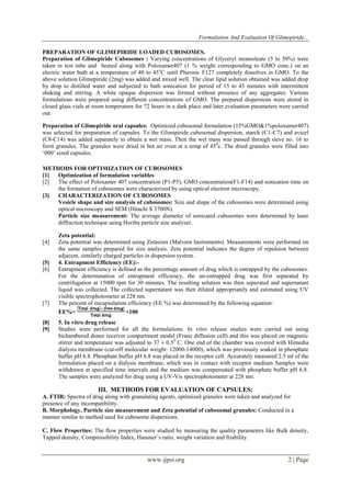 Formulation and Evaluation of Glimepiride Oral Capsules | PDF