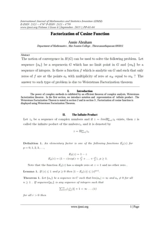 Factorization of Cosine Function