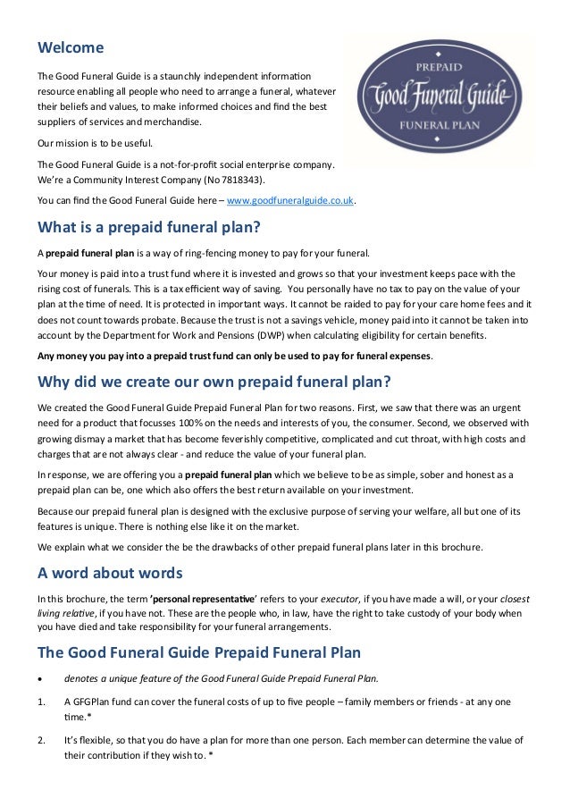 Good Funeral Guide Prepaid Funeral Plan Brochure v4