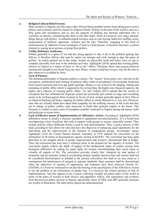 The Myth and Reality of Womens’ Political Marginalization In Nigeria | PDF