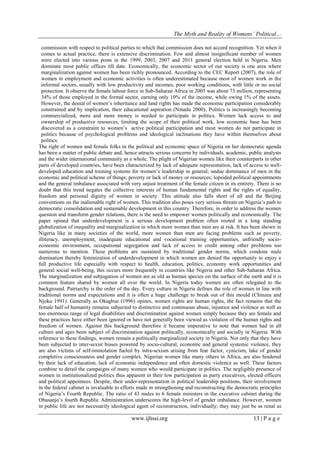 The Myth and Reality of Womens’ Political Marginalization In Nigeria | PDF