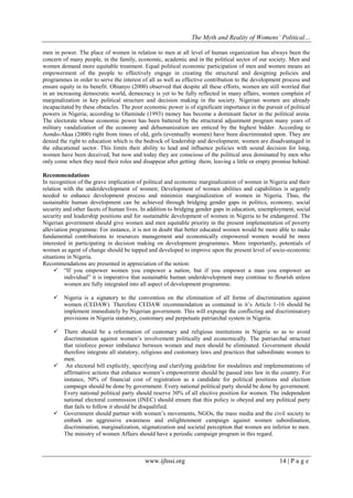 The Myth and Reality of Womens’ Political Marginalization In Nigeria | PDF