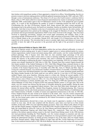 The Myth and Reality of Womens’ Political Marginalization In Nigeria | PDF