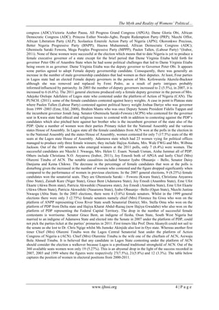 The Myth and Reality of Womens’ Political Marginalization In Nigeria | PDF