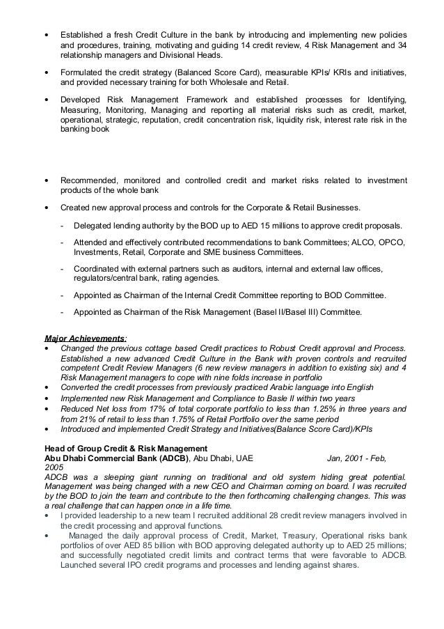 Credit Risk Resume