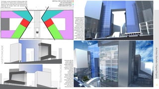 6
As located near the
Subway Valencia
Station “Cedeño”,
the “Constitución”
Boulevard and the
entrance to the
Historical District,
the project seeks to
concentrate masses
through the creation
of a large urban
space as an access;
created for the
comfortable path of
the pedestrians,
visitors and Subway
users.
The design concept was based in drawing angles with
the intention of creating spaces represented by open
spaces to connect each side of the city (Historical with
Industrial); the broader North side represents the
newer Valencia city.
VERTICAL CIRCULATION / MUSEUM
TALLEST BUILDINGS
SMALLEST BUILDINGS
COMPLEMENTARY USES
Volumetrically the
project adapt its
form to different
heights depending
on its immediate
context, in order to
generate citywide
balances.
In each side
responds to
diverse needs; the
North represents
the city of Valencia
(a large urban
mass); opposite it’s
the South side
represented by a
lower mass density
such as in the
Historical District.
NORTHFACADE
SOUTHFACADE
ArchitectBachelorDegreeProjects
 