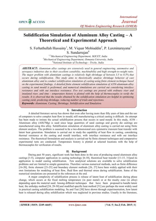 Solidification Simulation of Aluminum Alloy Casting – A Theoretical and ...