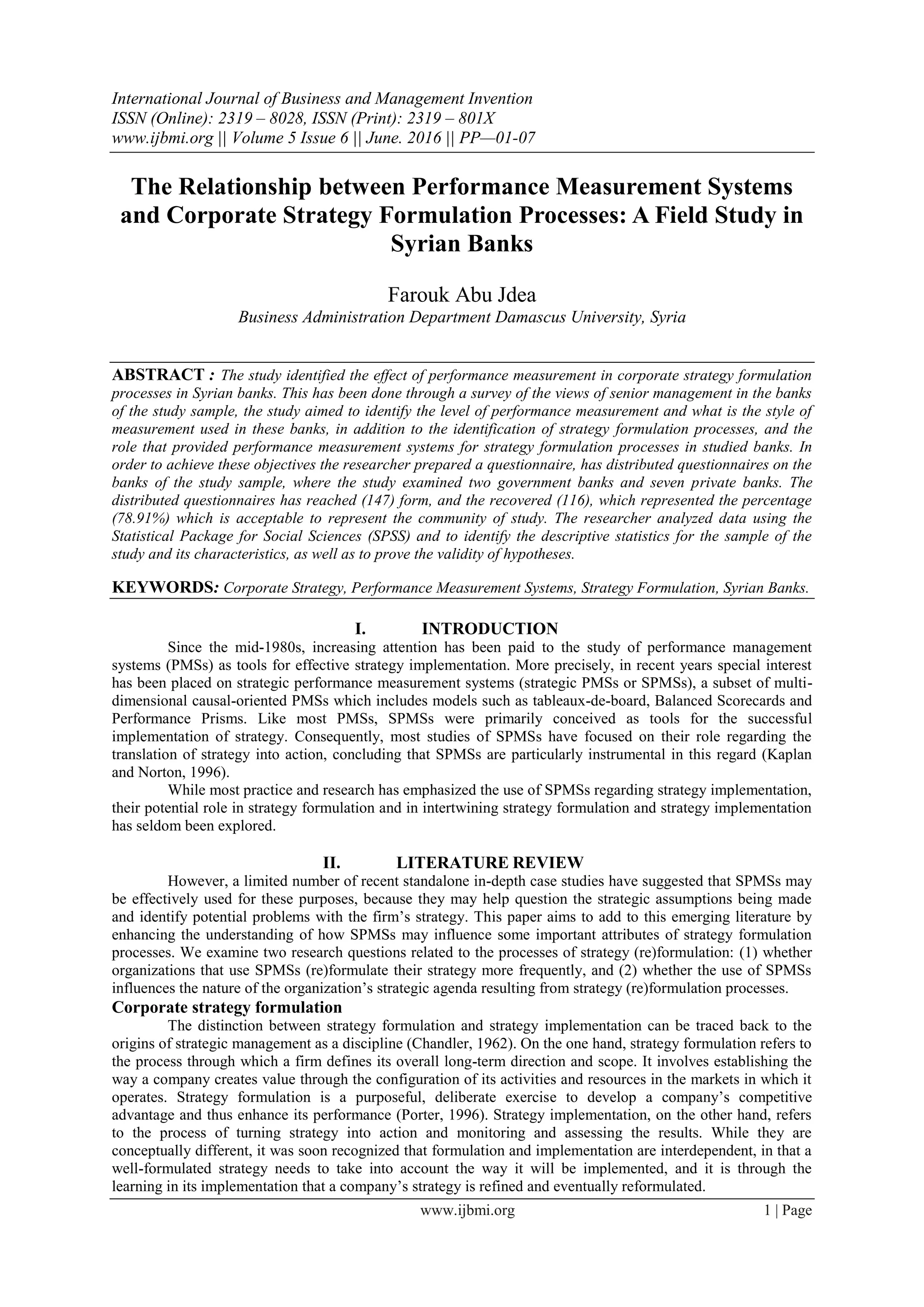 The relationship between performance measurement systems and corporate
