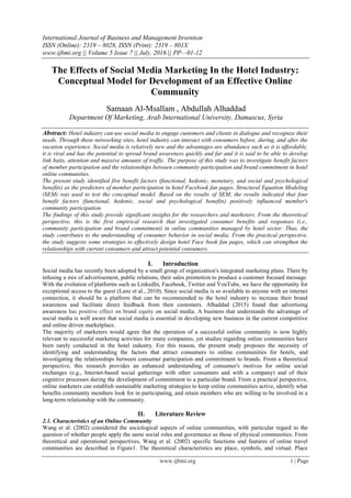 The Effects of Social Media Marketing In the Hotel Industry: Conceptual ...