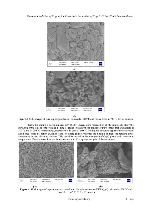 Thermal Oxidation of Copper for Favorable Formation of Cupric Oxide