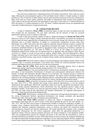Impact of Road Infrastructure on Agricultural Development and Rural ...