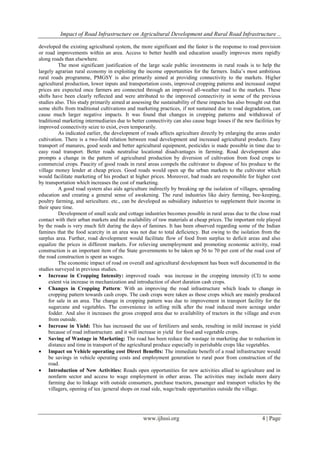 Impact of Road Infrastructure on Agricultural Development and Rural ...