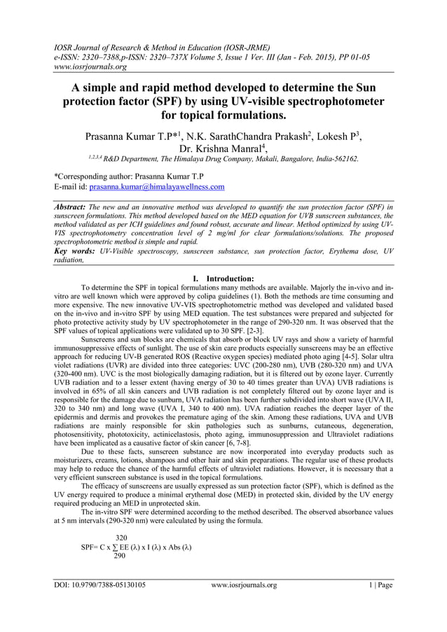 A simple and rapid method developed to determine the Sun protection